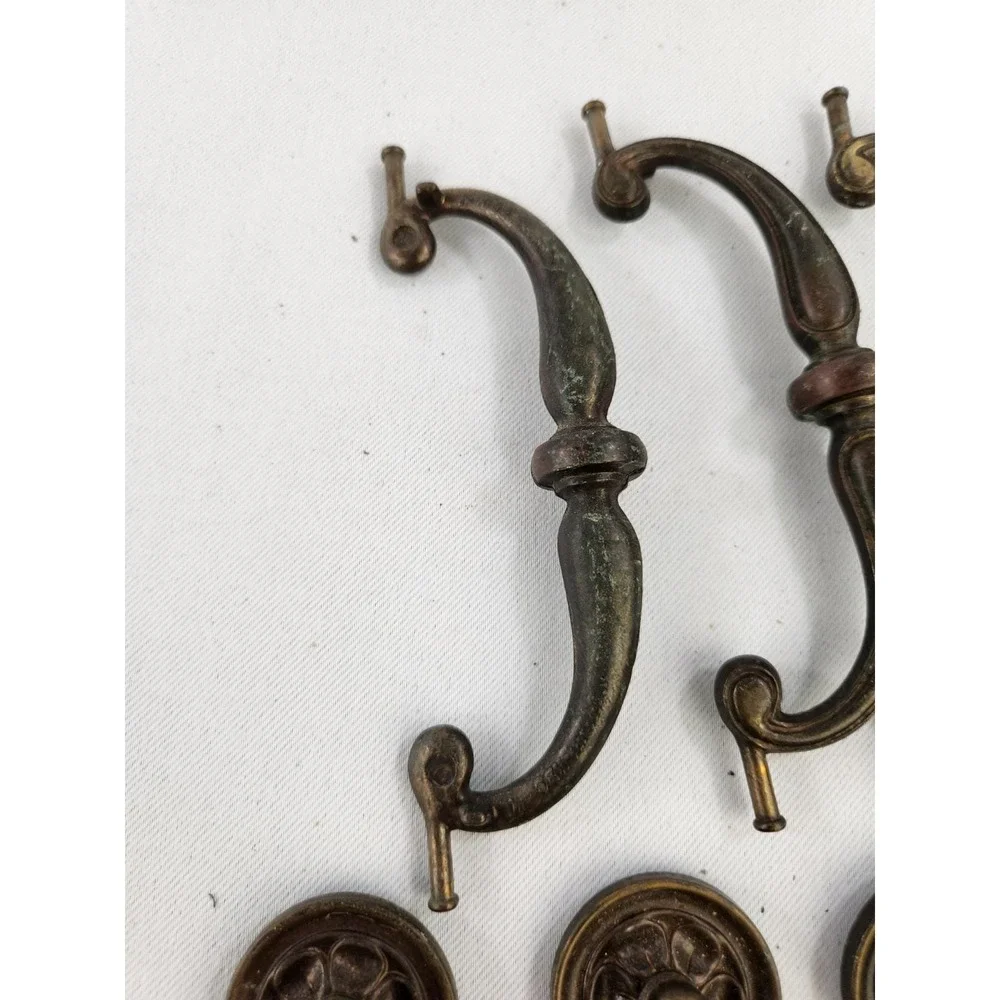 6 Vintage Keeler Brass Company KBC Drawer Pulls Handles 502 Drop Bail Drawer